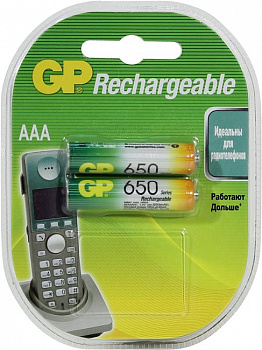 Аккумулятор GP 65AAAHC-BL2/ 2DECRC2-2 (1.2V, 650mAh) NiMh, Size  "AAA"  (уп. 2  шт)