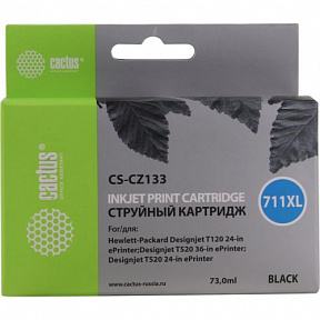 Картридж Cactus CS-CZ133 (№711XL) Black  для  HP DJ  T120/T520