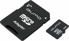 Qumo (QM8GMICSDHC10) microSDHC 8Gb Class10 + microSD--)SD Adapter