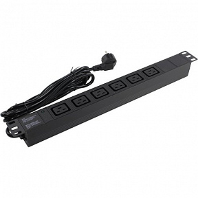 Exegate ServerPro PDU-19H013 Al-6C19-EU3-SW (EX280871RUS) Блок силовых розеток  19",  чёрный 1U,  6x