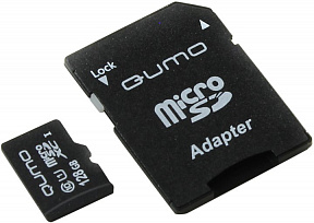 Qumo (QM128GMICSDXC10U1) microSDXC 128Gb Class10 UHS-I  U1  + microSD--)SD  Adapter