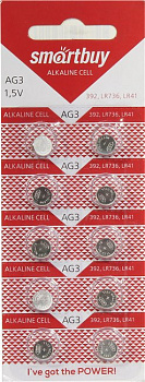 Smartbuy SBBB-AG3-10B (LR41, 1.5V) , щелочной (alkaline) (уп.  10 шт)